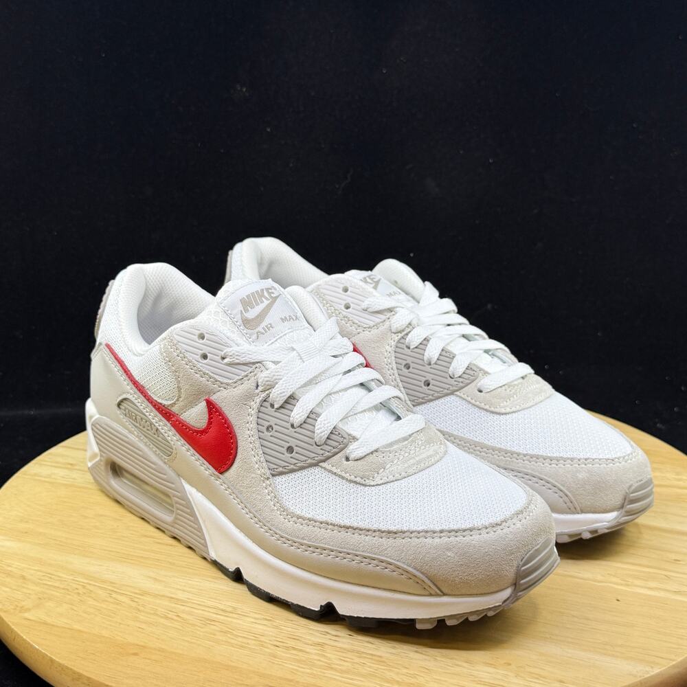 Nike Air Max 90 'White Grey University Red' DM0029-113 Men's Size 9.5 Shoes - Picture 4 of 10